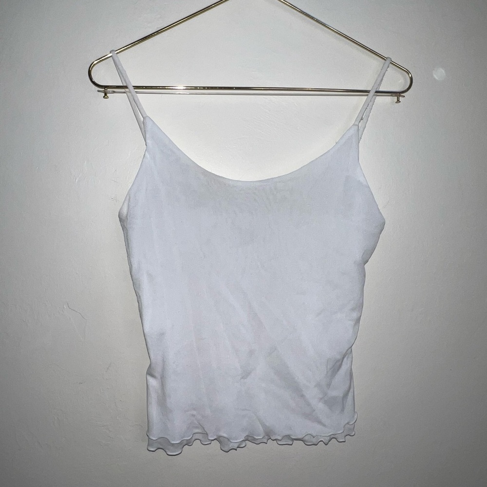John Galt Brandy Melville Womens White Lettuce Edge Camisole Tank Top MH495-Z364